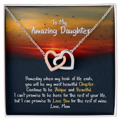 Daughter My Beautiful & Unique Chapter - Hearts Necklace Interlocking Hearts Necklace