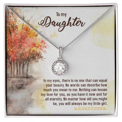 Love Knot Necklace - For Daughter, To My Little Girl Infinity Love Necklace Birthday Message Card, Grown Up Daughter, Daughter Gift Necklace, Daughter Birthday Gift, Christmas Gift For Daughter