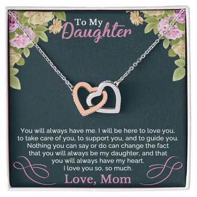To My Daughter Necklace From Mom Interlocking Hearts Necklace