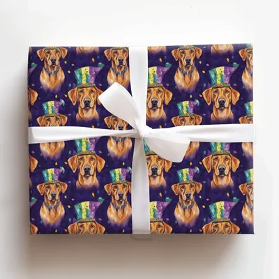 Mardi Gras Rhodesian Ridgeback - Gift Wrap for Christmas, Holidays Wrapping Paper, Christmas Wrapping Paper