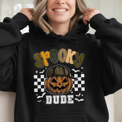 Spooky Dude Pumpkin Face Halloween Boy Kid Hoodie Boy Boo Ghost Halloween Retro Ball Cap Kid Ghost Hoodie Spooky
