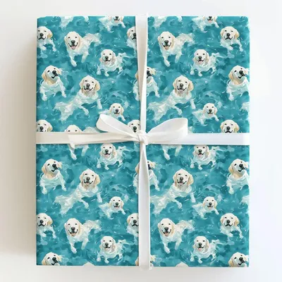Pool Day with the White Goldens - Gift Wrap for Christmas, Holidays Wrapping Paper, Christmas Wrapping Paper