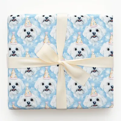Maltese Wishes - Gift Wrap for Christmas, Holidays Wrapping Paper, Christmas Wrapping Paper