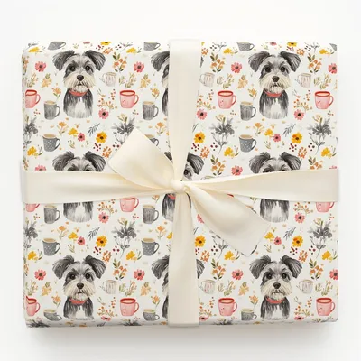 Coffee Day with the Schnauzer - Gift Wrap for Christmas, Holidays Wrapping Paper, Christmas Wrapping Paper