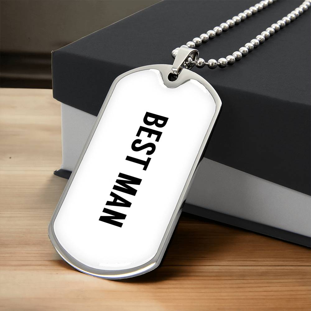 Best Man Dog Tag - Army Tag Necklace, Dog Tag