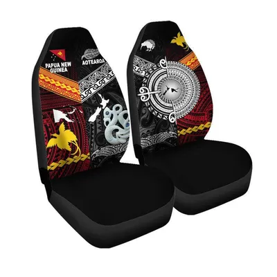 New Zealand And Papua New Guinea Car Seat Cover Together Black