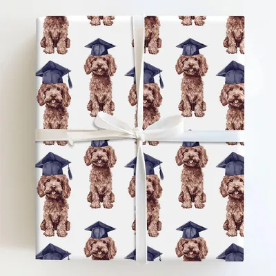 Chocolate Doodle Graduate - Gift Wrap for Christmas, Holidays Wrapping Paper, Christmas Wrapping Paper