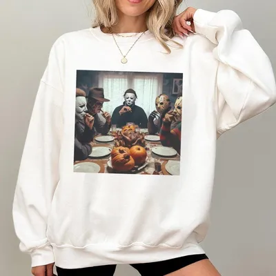 Vintage 90s Halloween Movie Characters Sweatshirt Sweatshirt Halloween Party Sweatshirt Spooky Season Thanksgiving
