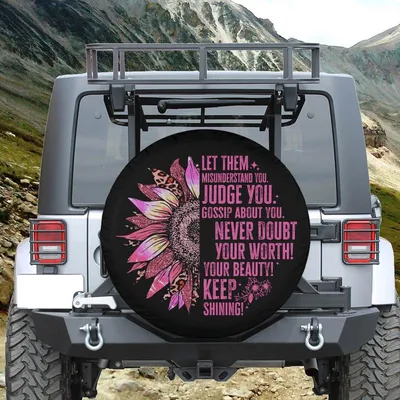 Let Them Tire Cover, Pink Sunflower Tire Cover Compatible With Rvs, Backup Camera Hole, Pink Spare Tire Covers For Women Spare Tire Cover