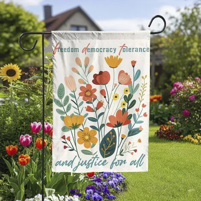 Vertical Garden - Floral Subtle Fdt Garden Flag, Social Justice Yard Banner, Anti-Oligarchy Yard Sign, Democrat Sign, Political Garden Flag Gift Vertical Garden Flag