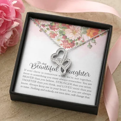 Double  Heart Necklace For Daughter Double Hearts Necklace