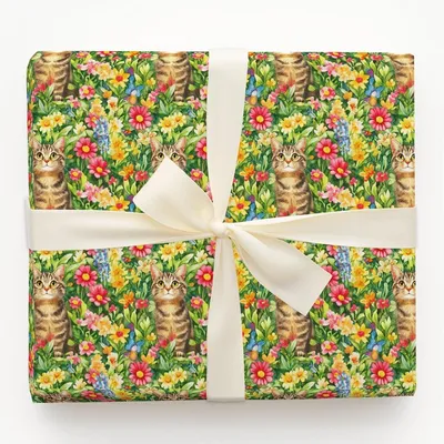 Garden Day with the American Wirehair - Gift Wrap for Christmas, Holidays Wrapping Paper, Christmas Wrapping Paper