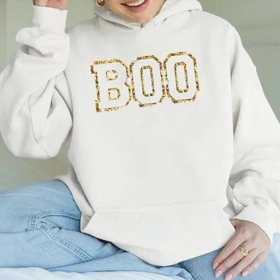 Chenille Patch Boo Halloween Hoodie Halloween Hoodie Boo Halloween Cute Halloween Hoodie