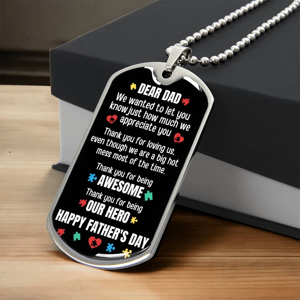 Happy Father's Day Dad - Army Tag Necklace, Dog Tag