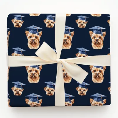 Yorkie Graduate - Gift Wrap for Christmas, Holidays Wrapping Paper, Christmas Wrapping Paper
