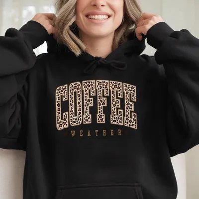 Coffee Weather Hoodie Leopard Print Hoodie Coffee Lover Hoodie Fall Hoodie For Women Autumn Girly Coffee Love