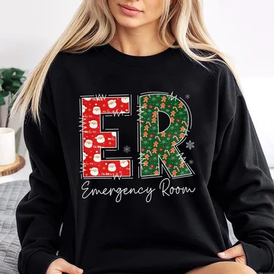 Christmas Nurse Sweatshirt Emergency Nurse Christmas Gift Emergency Room Xmas Gift Sweatshirt