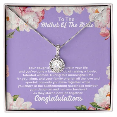 To The Mother Of The Bride, Mother Of The Bride Gift From Daughter, Mother Of The Bride Necklace, Mom Wedding Gift On Wedding Day, Mother Of Bride Message Card Jewelry, Beautiful Bride Necklace