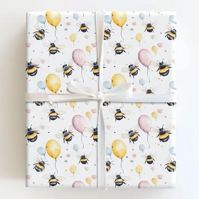 Bee Happy - Gift Wrap for Christmas, Holidays Wrapping Paper, Christmas Wrapping Paper
