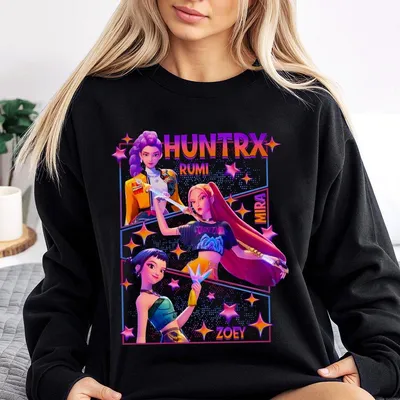 Huntrix Kpop Demon Hunters Youth Sweatshirt Mira Rumi Zoey Sweatshirt Huntrix Kpop Graphic Sweatshirt Gift For Huntrix Fan