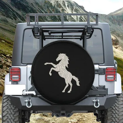 Horse And Terrain Map Spare Tire Cover, Western Cowboy Style Wheel Cover With Uv Protection, Unique Outdoor Adventure Gift For Him Or Her Spare Tire Cover