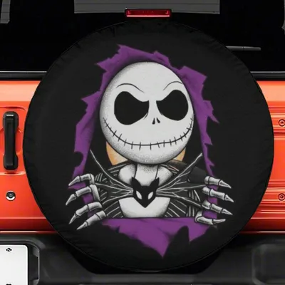 Spare Tire Cover, Skeleton Character Purple Rip, Halloween Scary Graphic, Waterproof Uv Protection, Universal Fit Spare Tire Cover