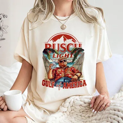 Trump Busch Light Beach T-Shirt Gulf Of America T-Shirt Beer Lovers T-Shirt Unisex Casual