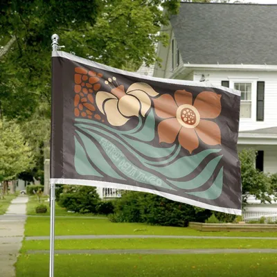 Retro Floral Abstract Foxtrot Delta Tango Art, Vintage Boho Garden Horizontal House Flag Horizontal House Flag