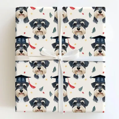 Schnauzer Graduate - Gift Wrap for Christmas, Holidays Wrapping Paper, Christmas Wrapping Paper