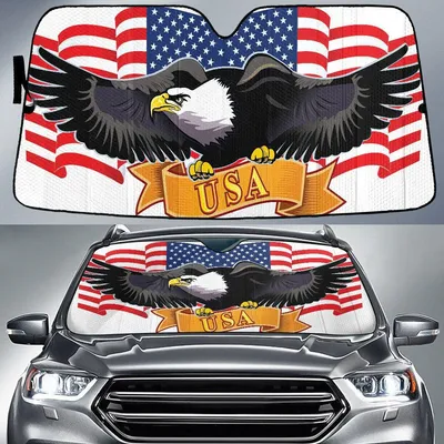 American Eagle Usa Flags Printed Car Sun Shade Cover Auto Windshield PrintSyde