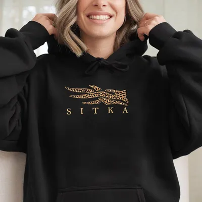 Sitka Leopard Pattern Print Logo Unisex Hoodie Sitka Hunting But In Leopard Printed Unisex Hoodie