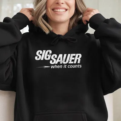 Sig Sauer When It Counts Hoodie,Unisex Casual,Army Military Menswear,Comfortable Daily Wear