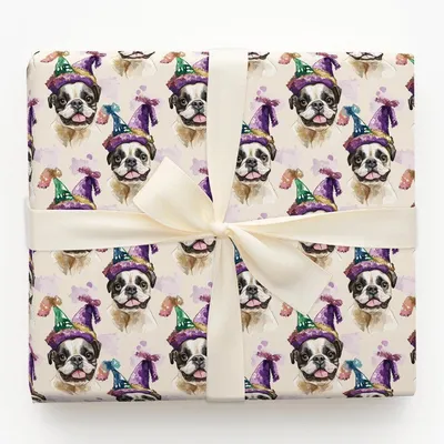 Mardi Gras Bulldog - Gift Wrap for Christmas, Holidays Wrapping Paper, Christmas Wrapping Paper