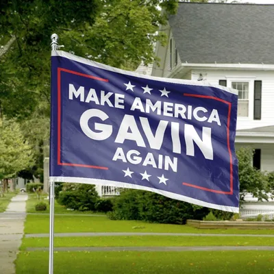 Make America Gavin Again Horizontal House Flag , Patriotic Red White Blue Stars Stripes Funny American Decorative Banner Horizontal House Flag