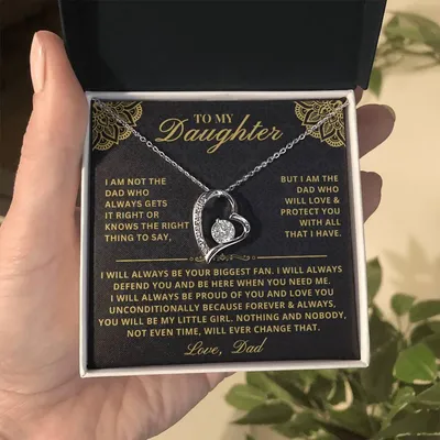 To My Daughter - Forever & Always - From Father Dad, Inspirational Strength Gift, Forever Love Necklace
