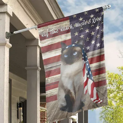 Personalized Siamese Cat Patriotic Independence Day House Flag, Siamese Cat America Usa Happy 4th Of July Garden Flag Vertical House Flag