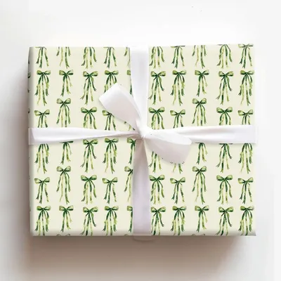 Emerald Bow - Gift Wrap for Christmas, Holidays Wrapping Paper, Christmas Wrapping Paper