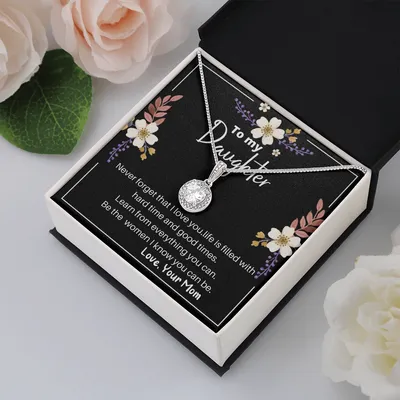 To My Daughter Flower Necklace, Love Knot Pendant, Cute Gift For You From Your , Gift For Daughter From Mom, Daughter Mother Necklace -  Daughter Mather Necklace Gift From Mom, To My Daughter, Daughters Birthday Gift