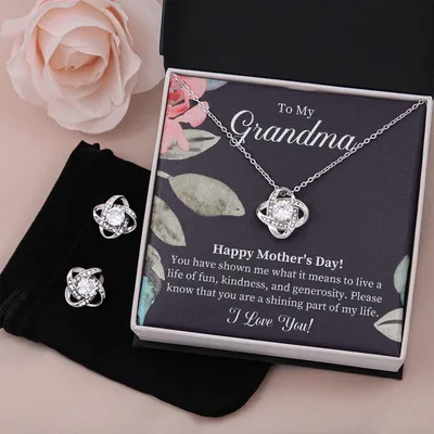 Gift For Grandma Necklace & Earrings Set, Grandmother Gift From Granddaughter/Grandson, To My Grandma Necklace Gift, Mothers Day Gift
