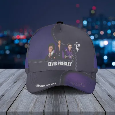 Baseball Cap Dark Purple Faux Leather Elvis Presley King Of Rock N Roll Fan Hat Baseball Cap