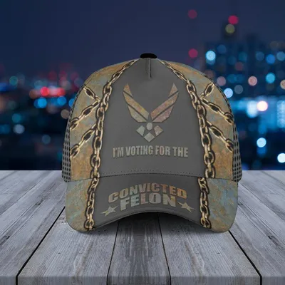 Baseball Cap – Rusted Metal Texture With Chains & Stars, Convicted Felon Political Protest Design Baseball Cap