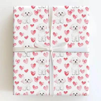 Maltese Valentine - Gift Wrap for Christmas, Holidays Wrapping Paper, Christmas Wrapping Paper