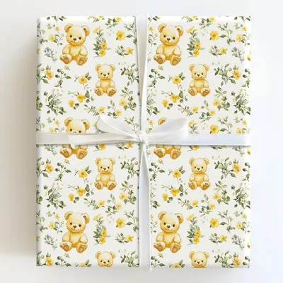 Buttercup Bear - Gift Wrap for Christmas, Holidays Wrapping Paper, Christmas Wrapping Paper