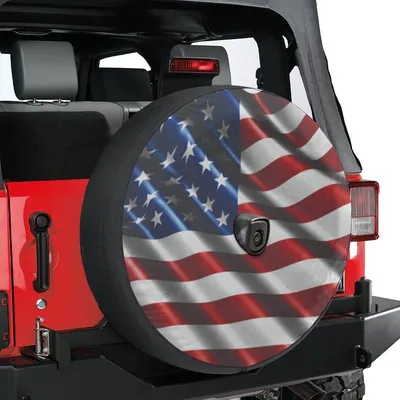 Spare Tire Cover, American Flag, Usa Flag Design, Heavy Duty Waterproof, Uv Protection, Universal Fit Spare Tire Cover