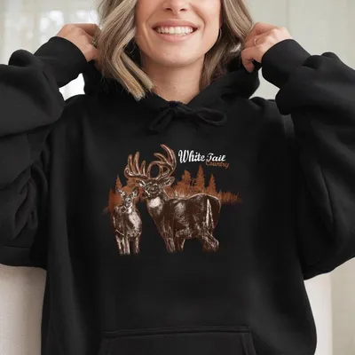 Brown Vintage 90s  Hoodie With Deer Graphic