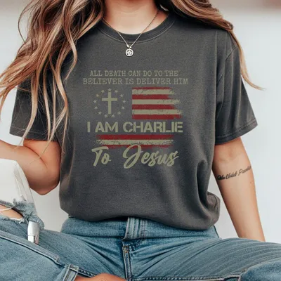 I Am Charlie Tribute T-Shirt Back Design Only To Jesus T-Shirt Memorial 14th October Red T-Shirt Menswear Womenswear Cotton