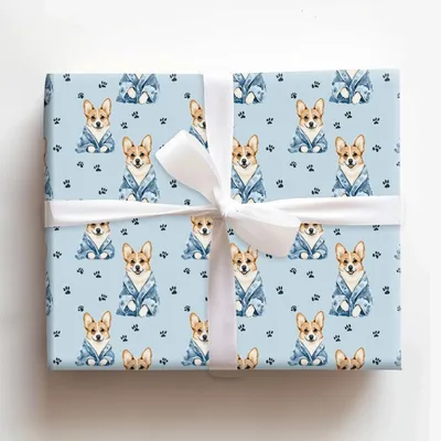 Spa Day with the Corgis - Gift Wrap for Christmas, Holidays Wrapping Paper, Christmas Wrapping Paper