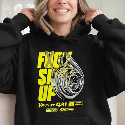 Fxck Sh!T Up Turbo Hoodie,Truck Racing Graphic Hoodie,Unisex,Casual Menswear Top