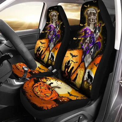 Border Collie Halloween Pumpkin Scary Car Seat Covers