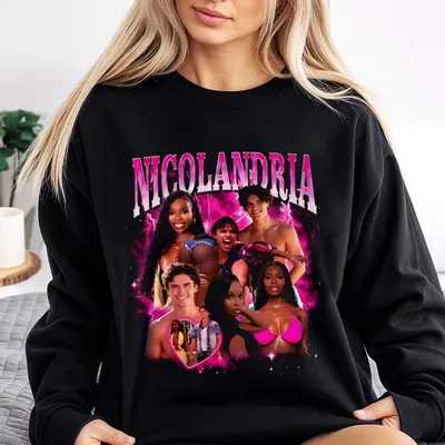 Nicolandria Pink Bootleg Sweatshirt Love Island Usa 2025 Merch Unisex Summer Outfit Classic Cotton Fabric Vintage Graphic